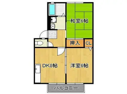 ヒューマンハイツ(2DK/2階)の間取り写真