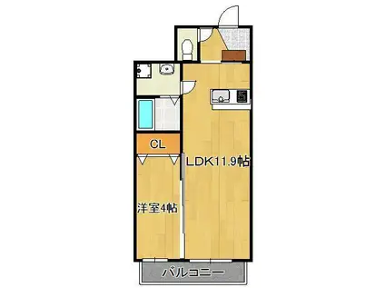 アドヴァンスコート到津の森(1LDK/3階)の間取り写真