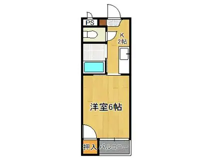 シャトレ天神(1K/3階)の間取り写真