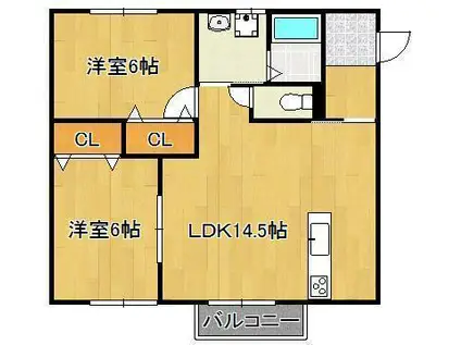 プチメゾン石坪町Ⅱ(2LDK/2階)の間取り写真