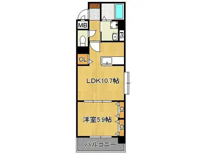 グレンドーラ(1LDK/4階)の間取り写真