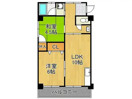 マイニチビル(2LDK/5階)の間取り写真