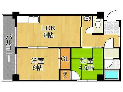 マイニチビル(2LDK/4階)の間取り写真