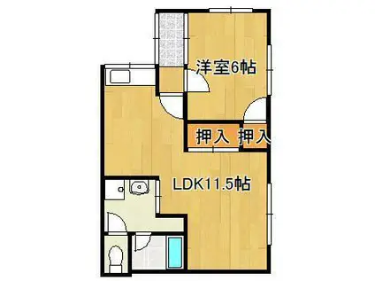 ハイツウィンドヒル(1LDK/3階)の間取り写真