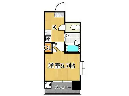 ユースハイツMD(1K/3階)の間取り写真