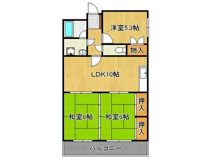 ホワイトパレス枝光(3LDK/2階)の間取り写真