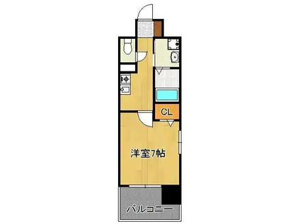 ユニゾンスクエア(1K/2階)の間取り写真