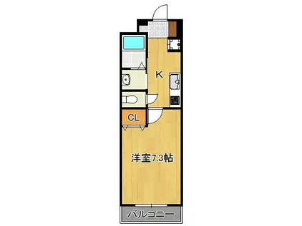 プランドール九工大前(1K/1階)の間取り写真