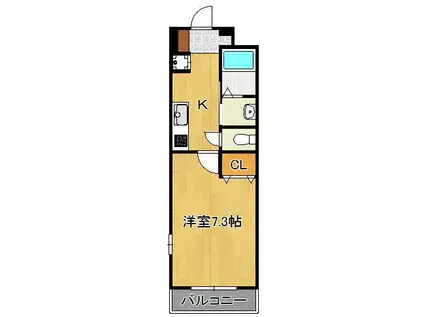 プランドール九工大前(1K/2階)の間取り写真