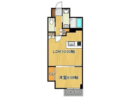 飛幡プライド(1LDK/6階)の間取り写真