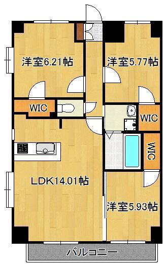 飛幡プライド(3LDK/7階)の間取り写真