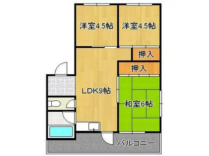 フォワード八幡東(3LDK/1階)の間取り写真