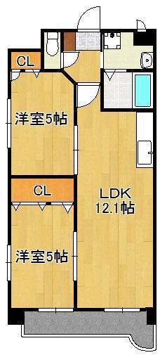 小芝ビル(2LDK/4階)の間取り写真