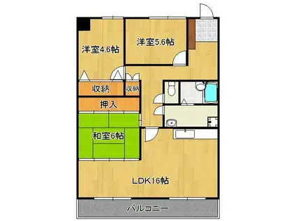 グランコート到津(3LDK/2階)の間取り写真