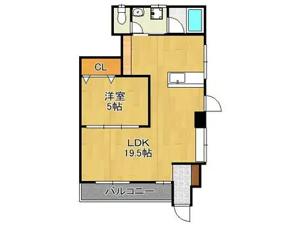 大西ビル(1LDK/1階)の間取り写真
