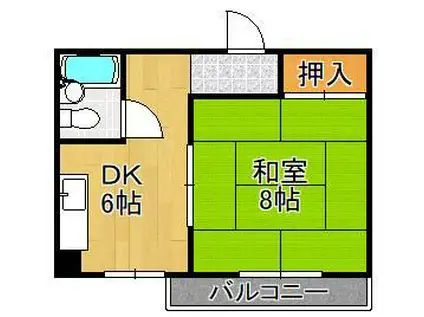 野坂ハイツ(1DK/2階)の間取り写真