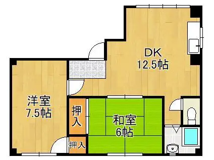 野坂ハイツ(2LDK/4階)の間取り写真