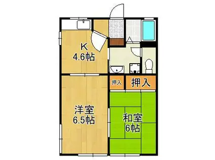 ボーヴィラージュⅡ(2K/1階)の間取り写真