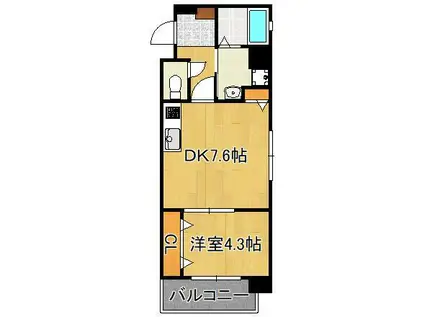 シンフォニー祗園(1DK/7階)の間取り写真