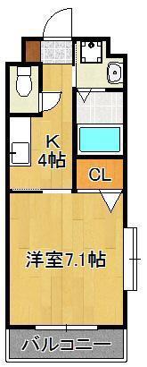 アルゴヴィラージュ千防(1K/2階)の間取り写真