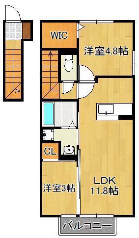 ラムロ吉田(2LDK/2階)の間取り写真