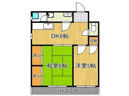 昭和ハウス(2DK/5階)の間取り写真