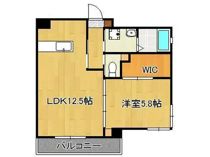 ウィングス戸畑(1LDK/3階)の間取り写真