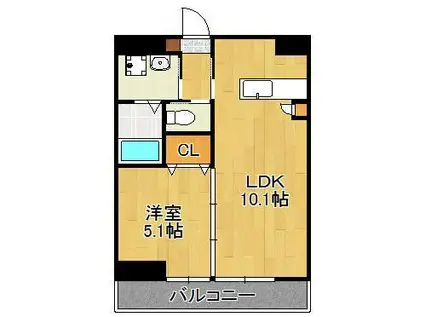 ウィングス戸畑(1LDK/5階)の間取り写真