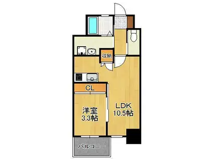 PROTOCITYTOBATA(1LDK/3階)の間取り写真