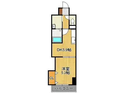 THE SQUARE・GRAND RESIDENCE(1DK/4階)の間取り写真