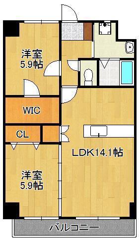 THE SQUARE・GRAND RESIDENCE(2LDK/8階)の間取り写真
