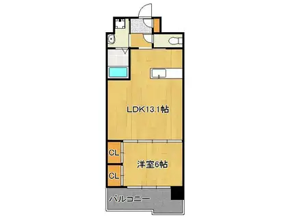 ウィングス八幡駅前(1LDK/10階)の間取り写真