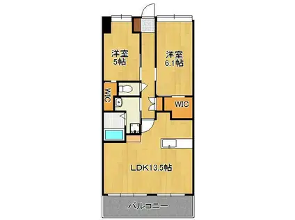 ウィングス八幡駅前(2LDK/6階)の間取り写真