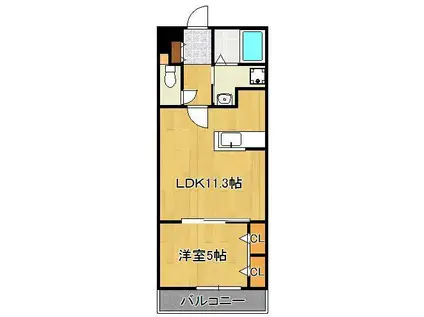 シャンテ・フルール(1LDK/1階)の間取り写真