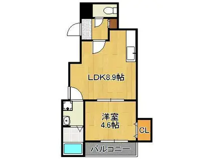CHERIM戸畑駅前(1LDK/2階)の間取り写真
