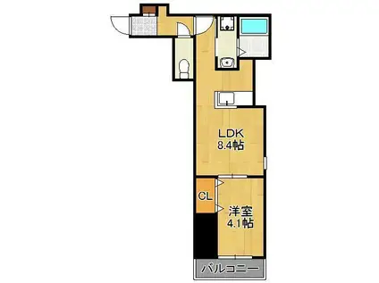 CHERIM戸畑駅前(1LDK/2階)の間取り写真