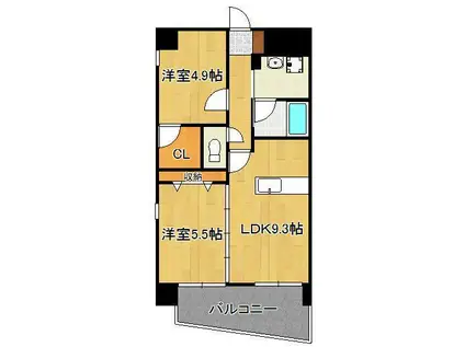 ザ・ヒルズ戸畑(2LDK/10階)の間取り写真