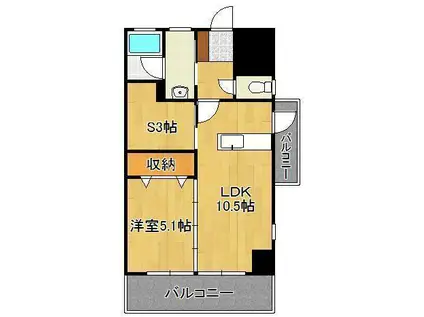 ザ・ヒルズ戸畑(1SLDK/10階)の間取り写真