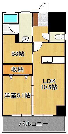 ザ・ヒルズ戸畑(1SLDK/12階)の間取り写真
