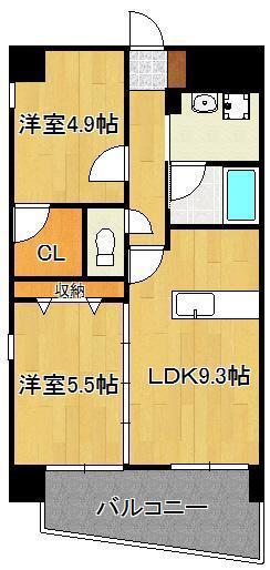 ザ・ヒルズ戸畑(2LDK/3階)の間取り写真