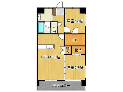 ザ・ヒルズ戸畑(2LDK/9階)の間取り写真