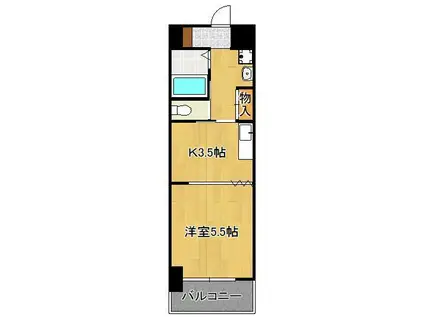 ヴィラコート戸畑元宮(1K/6階)の間取り写真