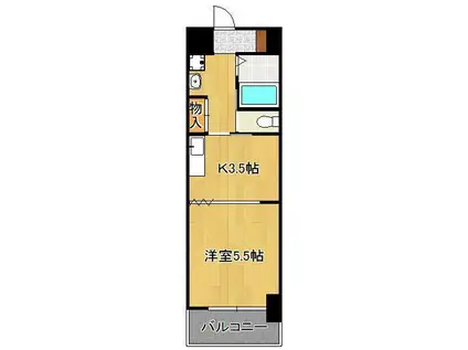 ヴィラコート戸畑元宮(1K/9階)の間取り写真