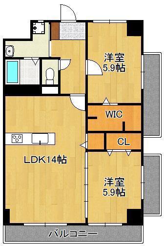 THE SQUARE・CLUB RESIDENCE(2LDK/2階)の間取り写真