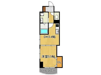 THE SQUARE・CLUB RESIDENCE(1DK/6階)の間取り写真