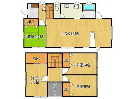 鹿児島本線 戸畑駅 徒歩17分 2階建 築9年(4LDK)の間取り写真
