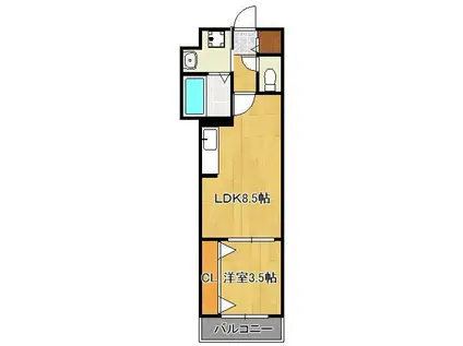 サンクレシア戸畑駅前Ⅱ(1LDK/2階)の間取り写真