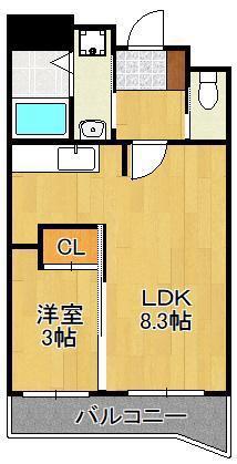 アルゴ・イマージュ千防(1LDK/2階)の間取り写真