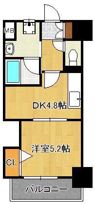 THE SQUARE PLATINUM RESIDENCE(1DK/9階)の間取り写真