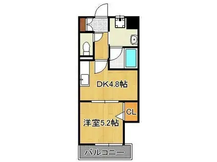 THE SQUARE PLATINUM RESIDENCE(1DK/8階)の間取り写真